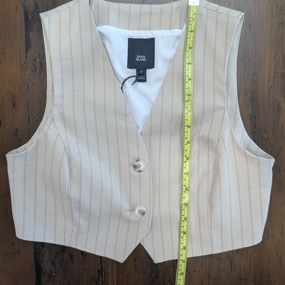 River Island, cropped, sophisticated pinstriped vest - US S - Picture 4 of 8
